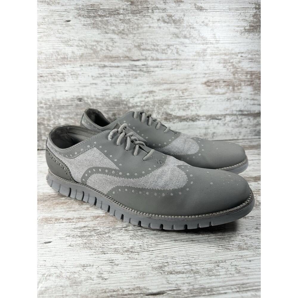 Men's Cole Haan ZeroGrand No Stitch Wingtip Oxfords Gray Sz 13M Great Shape!